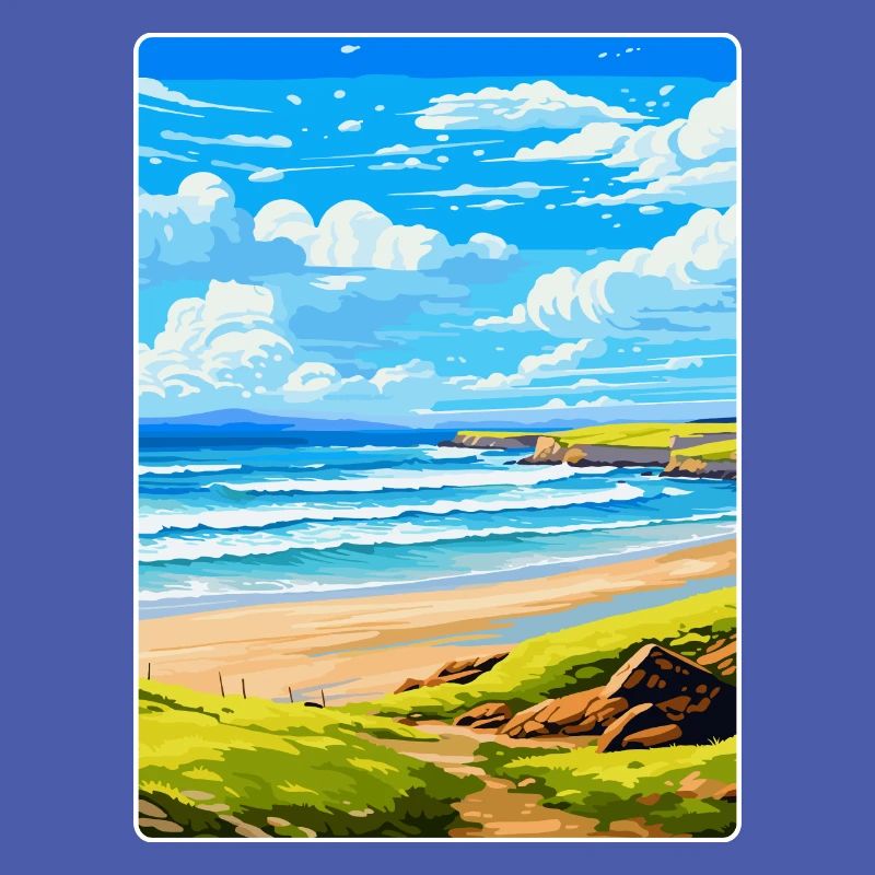 Constantine Bay, Cornouailles, Angleterre, Royaume-Uni, Affiche de voyage