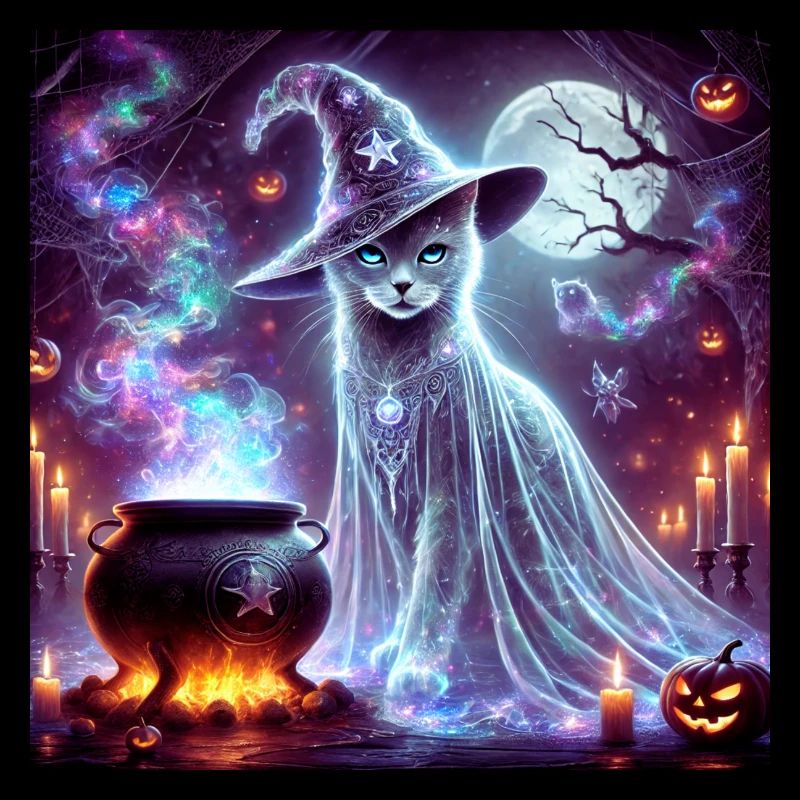 Mysterious Wizard Ghost Cat