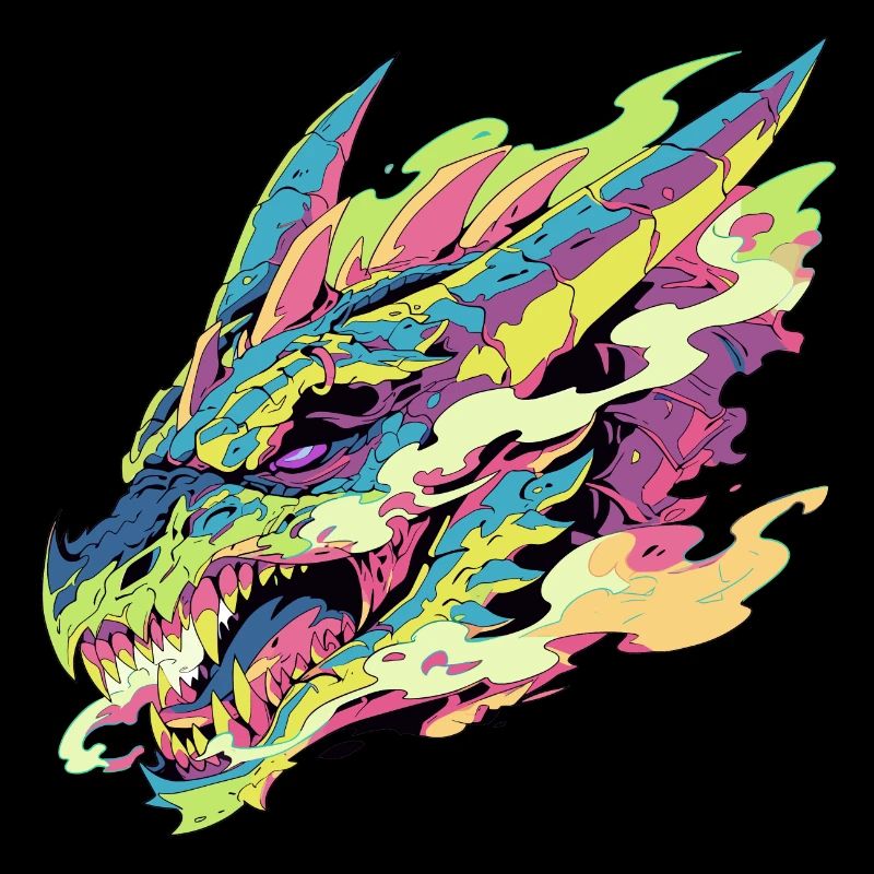 A colorful and stylized dragon