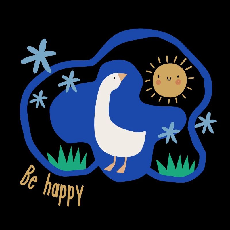 Be Happy | Goose with pond and sun | Boho