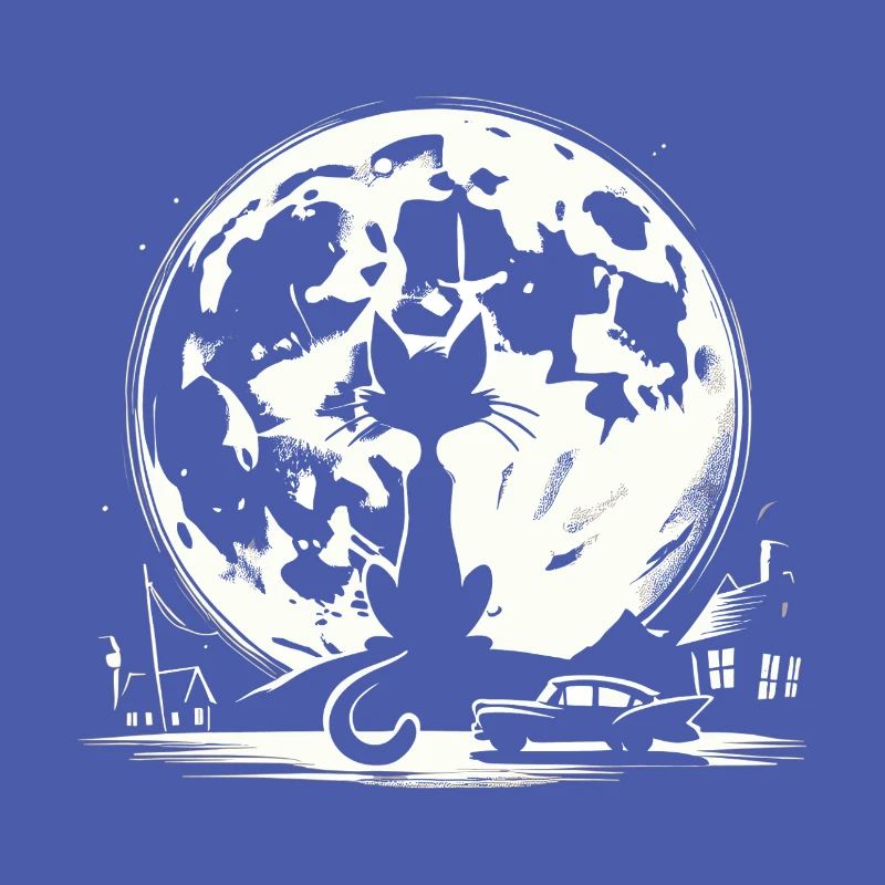 Cat Cats Moon Moonlight Supermoon Gift