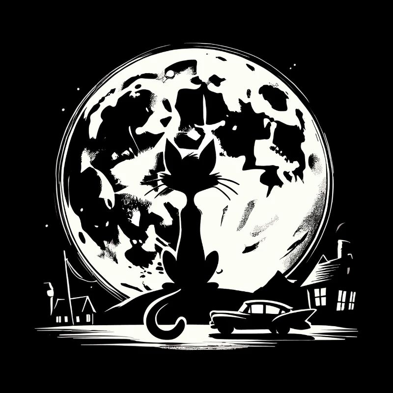 Cat Cats Moon Moonlight Supermoon Gift