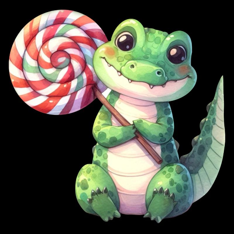 Petit crocodile mignon avec une grosse sucette
