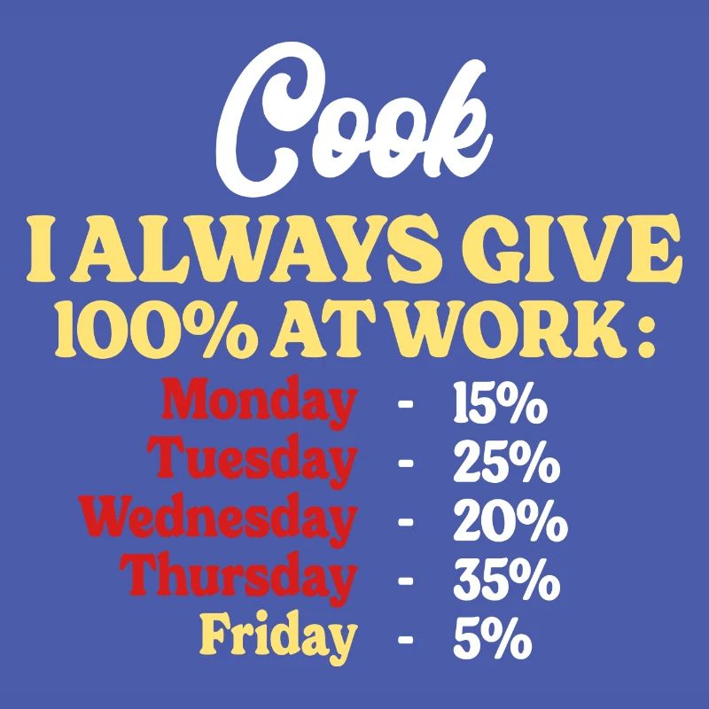 100% At Work Funny Cook Quote
