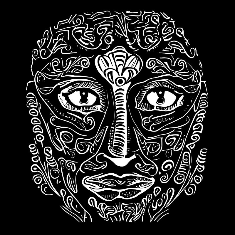 Abstract Ornament Face Graphic Pattern Line Art