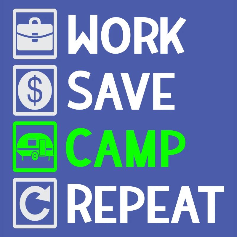Work, Save, Camp, Repeat - Camping Spruch