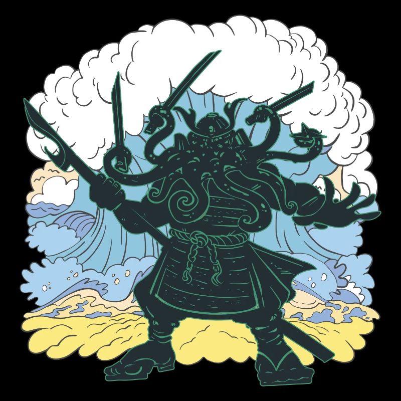Géant Cthulhu samouraï japonais