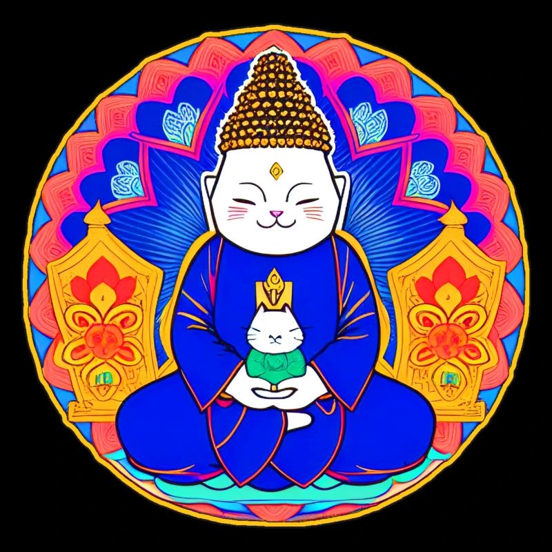 Symbol Buddha mit Katze