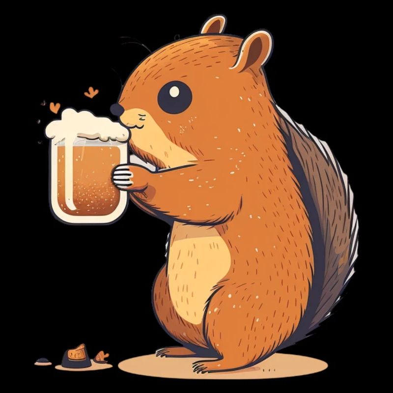 Süßes Eichhörnchen mit Bier