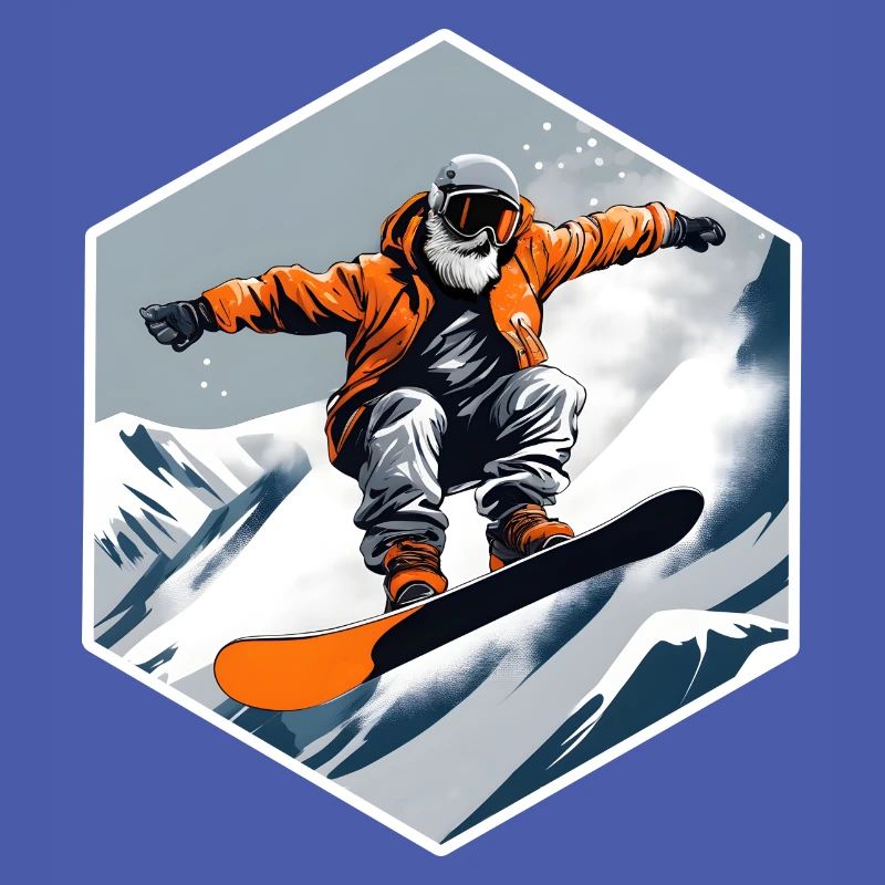 Snowboarder Old Man With Beard