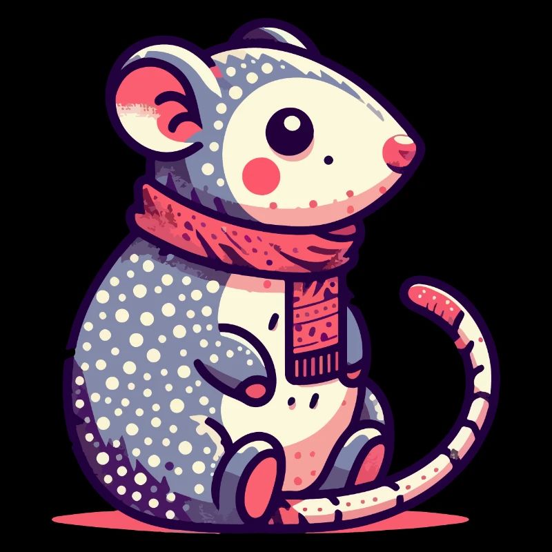 Cute mouse in a scarf
