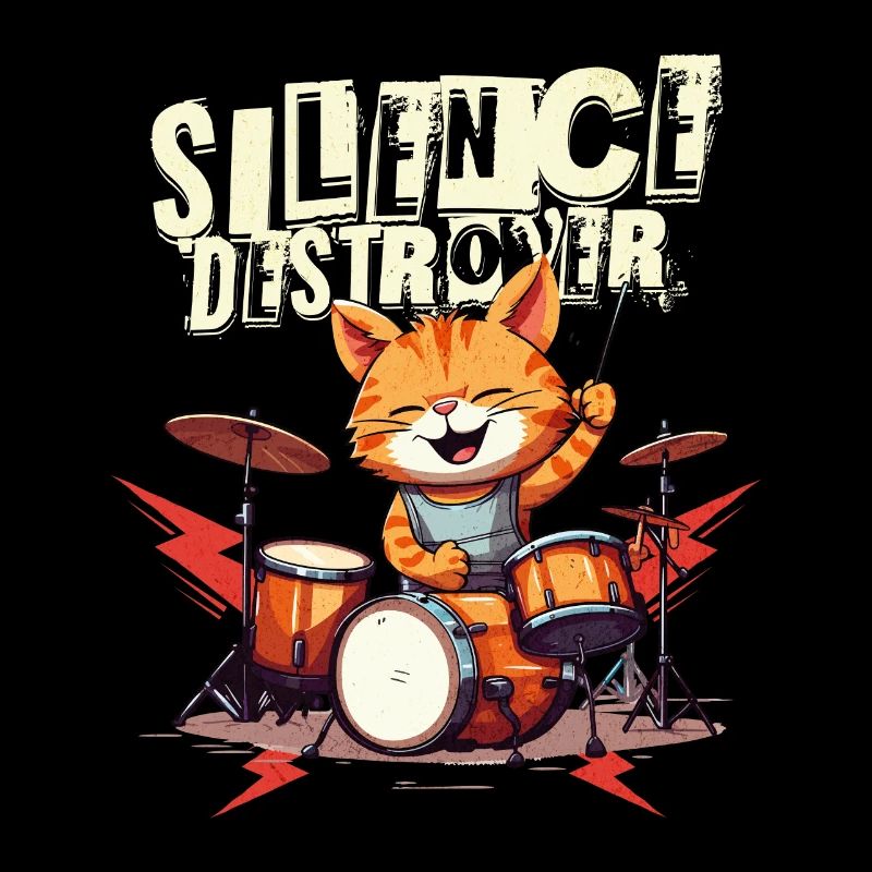 Drums Drums Silence Destroyer Cat Funny