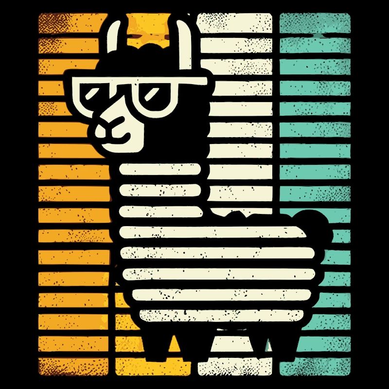 Retro Llama Alpaca with Sunglasses Comic Art