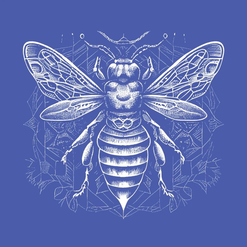 White bee with Aztec pattern