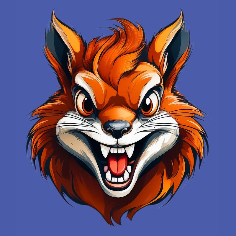 Wild angry animal pugnacious combative squirrel