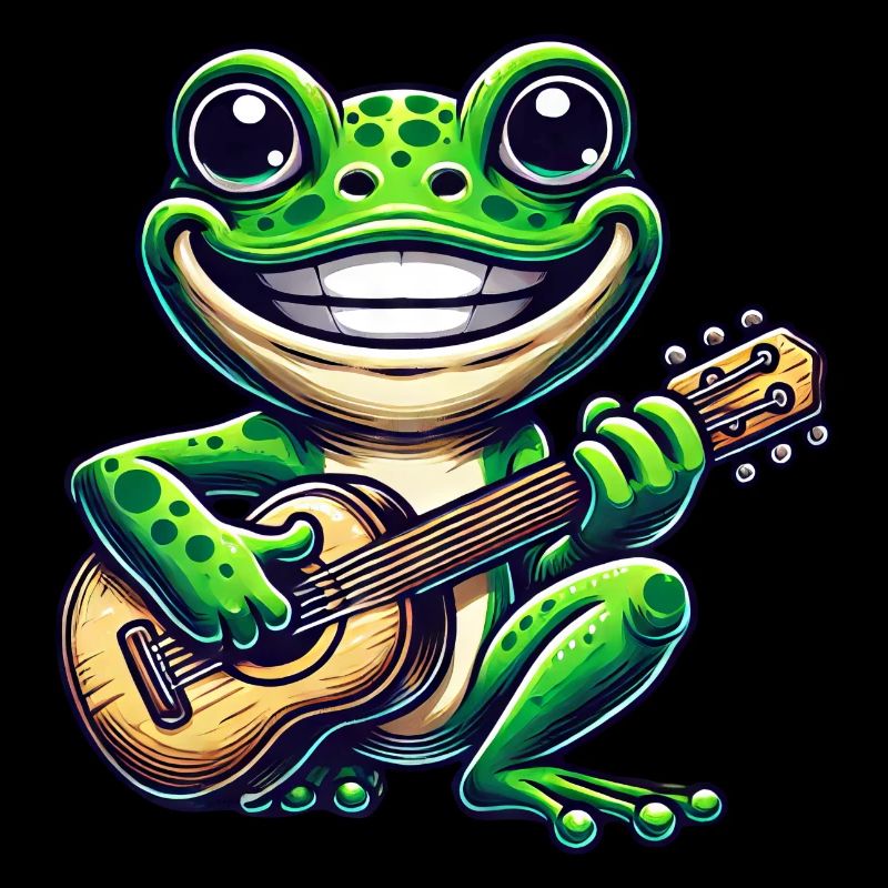 Cute frog with guitar