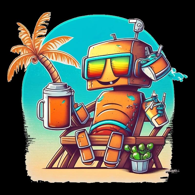 Robot heureux en vacances