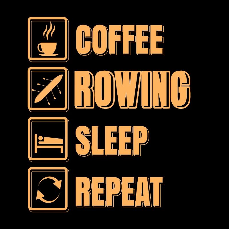 Funny Coffee Rowing Sleep Repeat T-Shirt Present