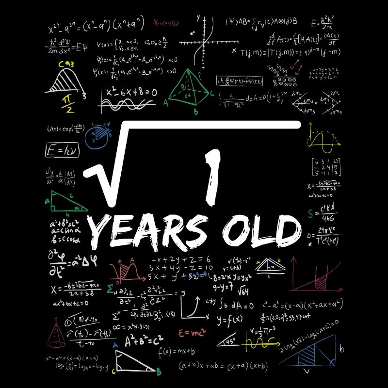 Square Root of 1 1ST Funny Math Birthday