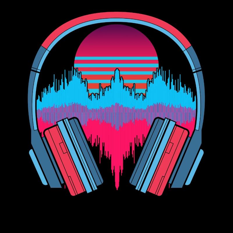 Musik Geschenk Kopfhörer 90er Synthwave Soundwave