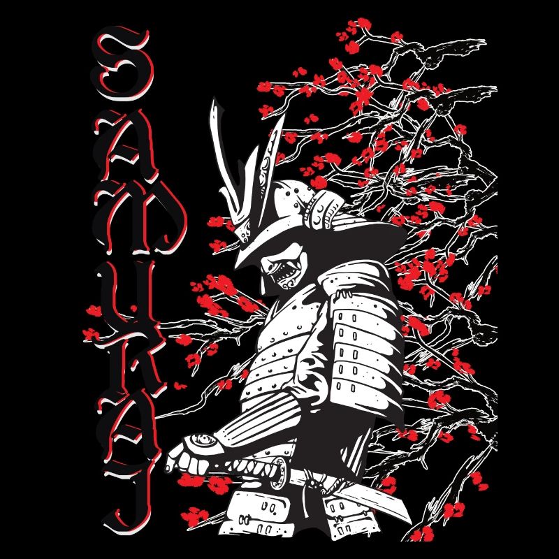 Samurai mit Kirschblüten