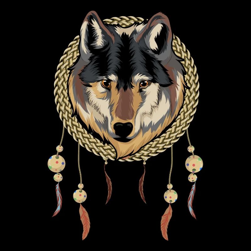 Indianer Boho Style Geschenk Wolf Traumfänger
