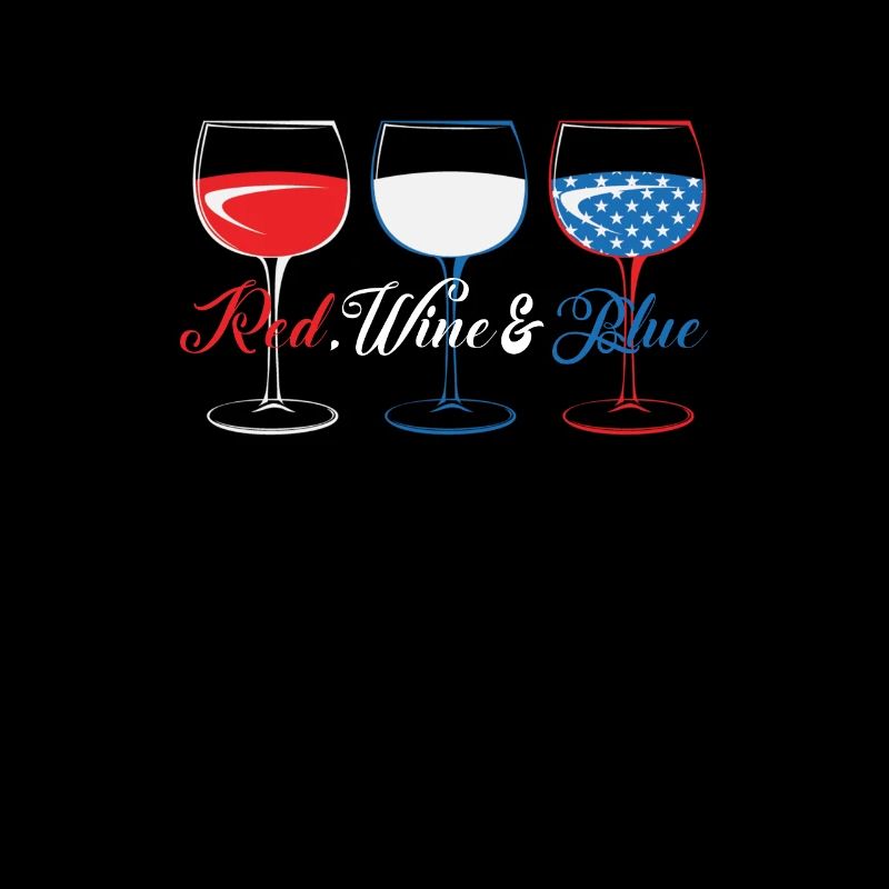 Red Wine & Blue Wine Glasses Red White Blue 4th of