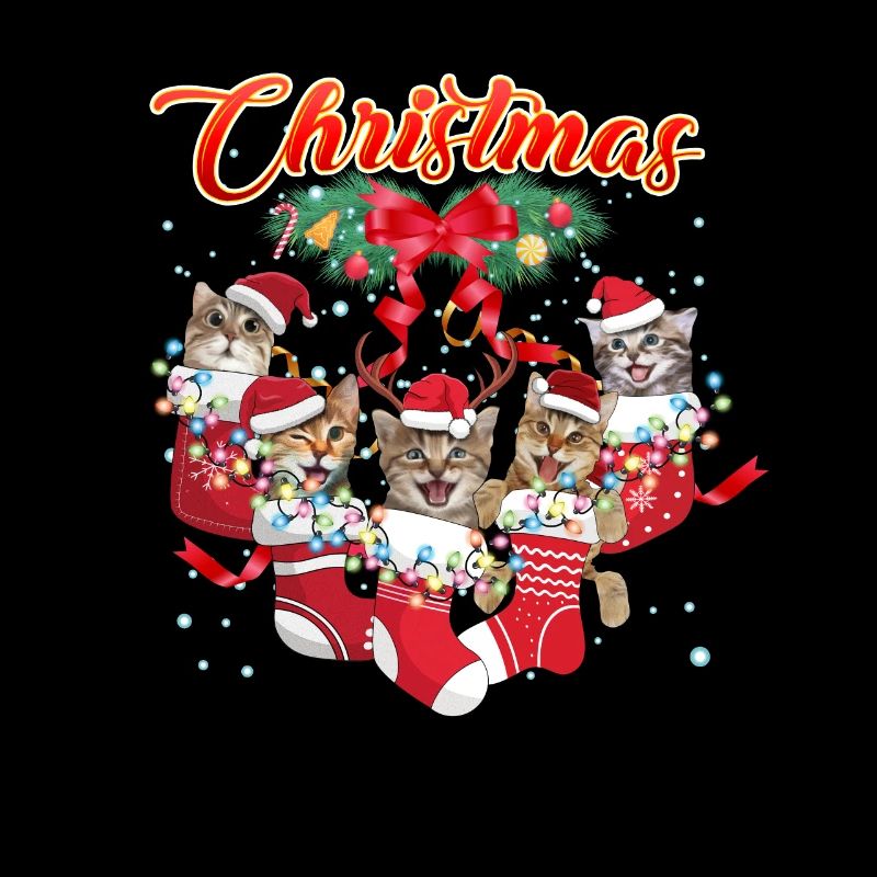 Chats de Noël - Chats mignons en bas de Noël