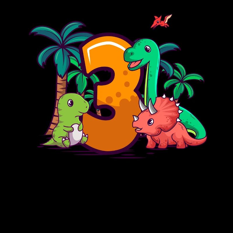 3rd Birthday Trex Triceratops Dinosaur 3 years