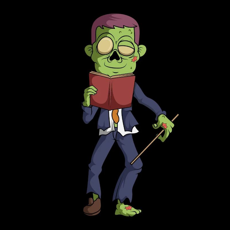 Zombie Schullehrer Lehrer Buch Lesen Halloween