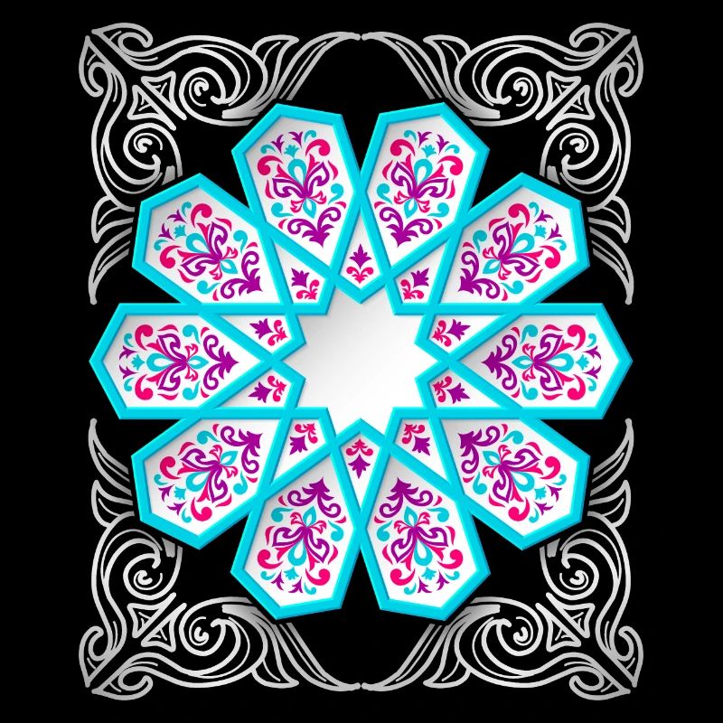 Persian ornament with silver décor in 3D style
