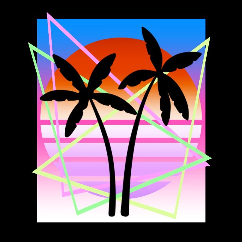 Cool Retro Palm Tree Island Vapor Wave Designs