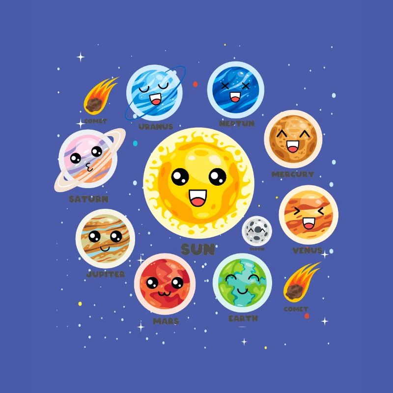 Solar System Planets Science Cute Realistic Space