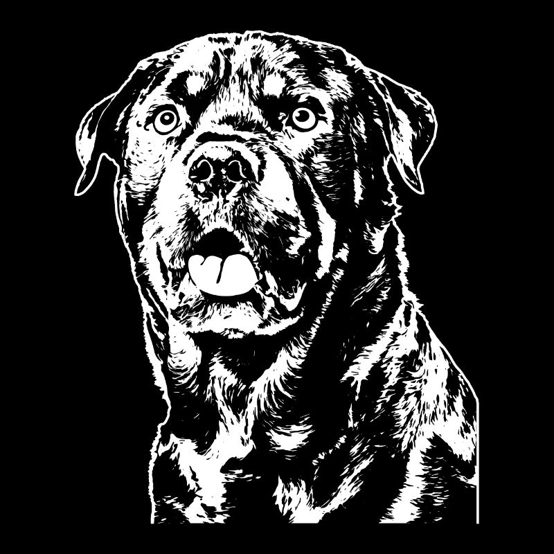 Ein Rottweiler im typischen Logo-Design-Stil.