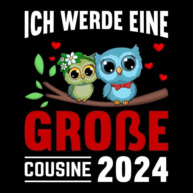 Kinder Ich werde Große Cousine 2024 T-Shirt Eule