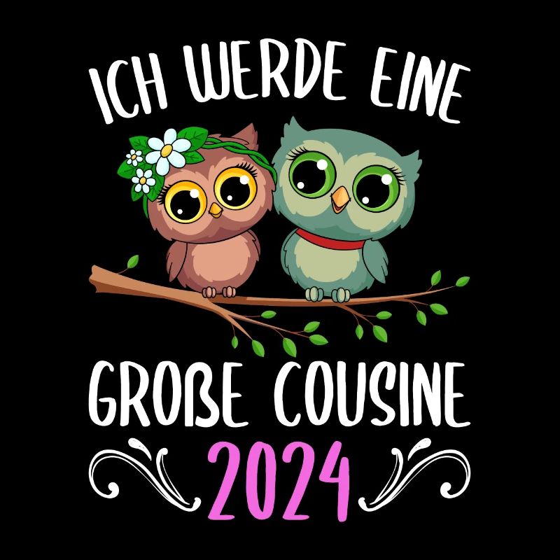 Kinder Ich werde Große Cousine 2024 T-Shirt Eule