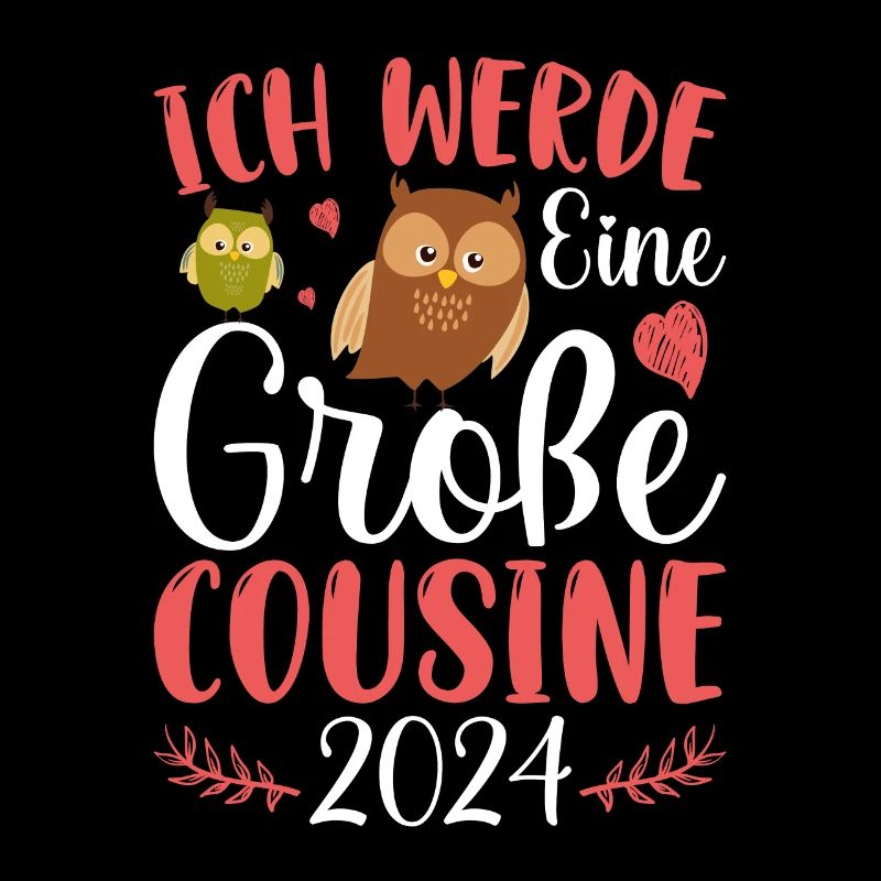 Kinder Ich werde Große Cousine 2024 T-Shirt Eule