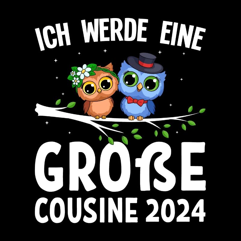 Kinder Ich werde Große Cousine 2024 T-Shirt Eule
