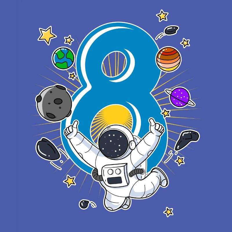 Astronaut 8 Years Space Rocket 8th Birthday
