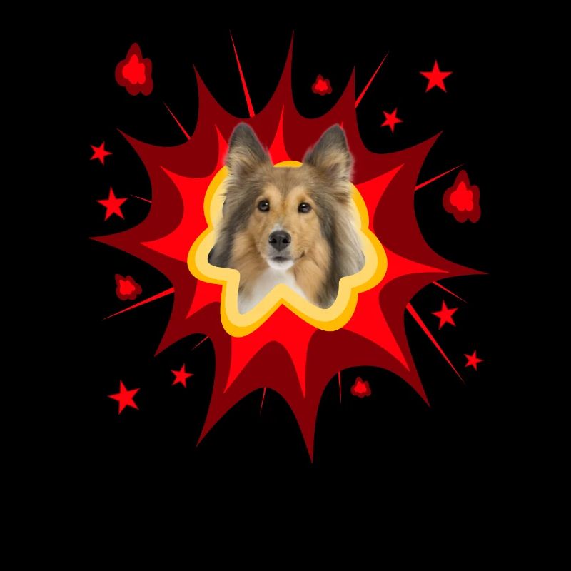 Conception de chien de bande dessinée - Pow - Shetland Sheepdog