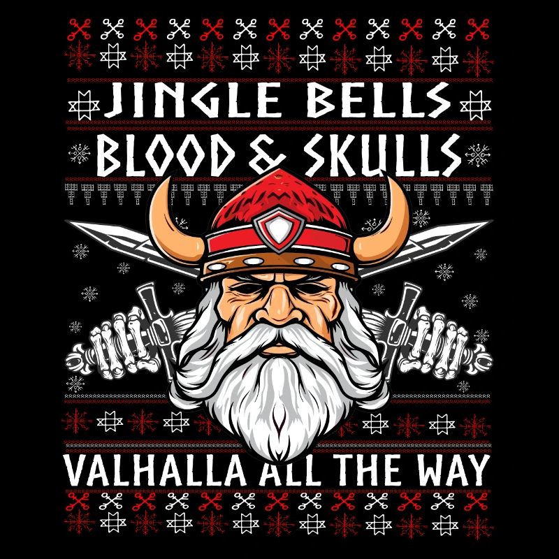 Lustige Jingle Bells Wikinger Weihnachten Hässlicher Pullover