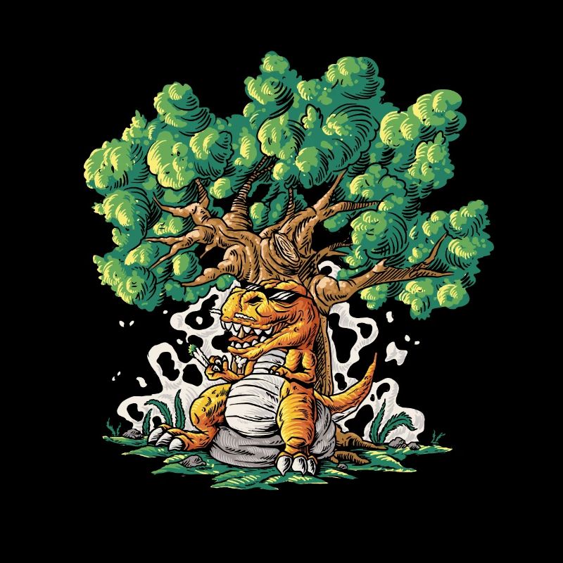 T-Rex dinosaur under the tree