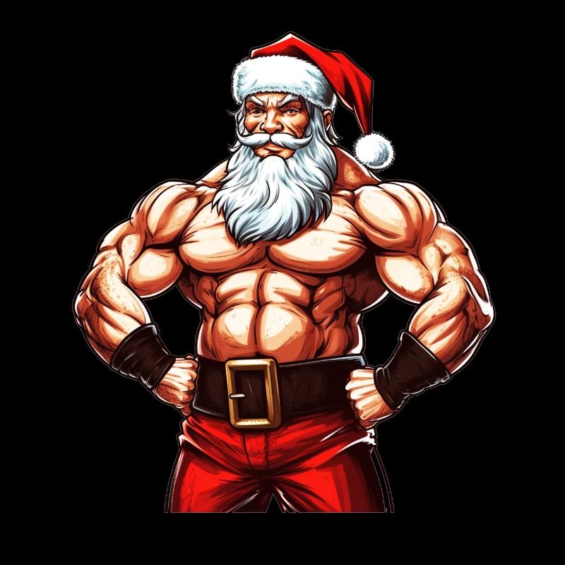 Santasaurus Flex: Christmas Bodybuilder with Santa