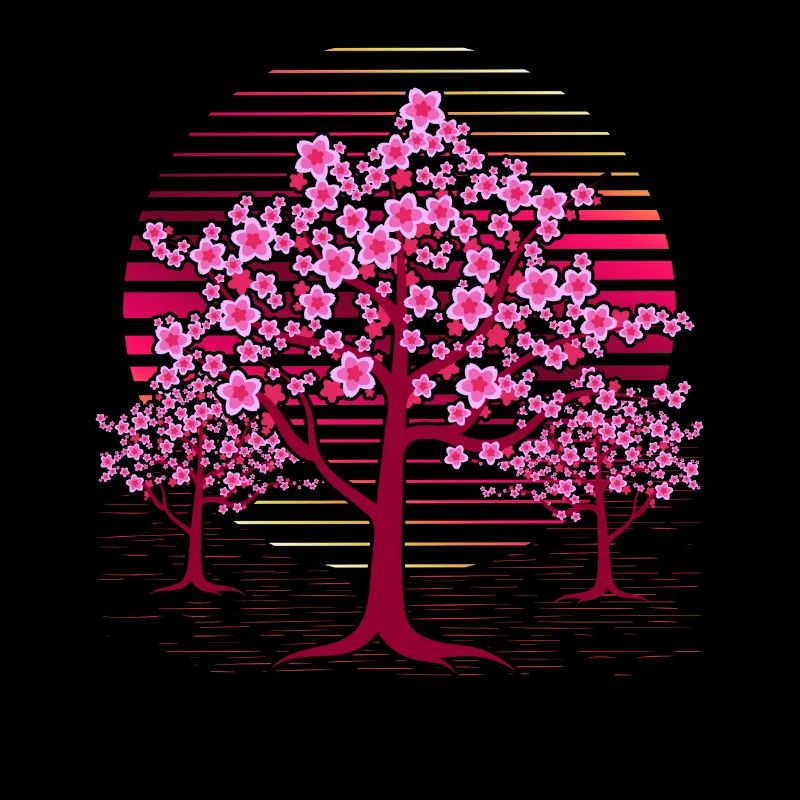 Cherry Blossom Tree Gift Retro Japanese Sakura