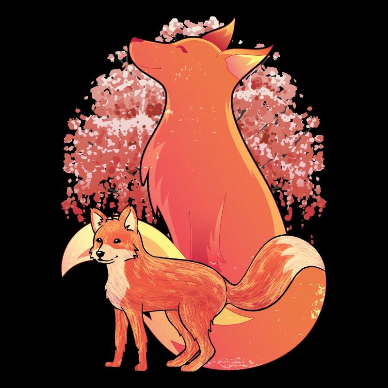 Cherry Blossom Forest Animal Sakura Fox Gift Fox