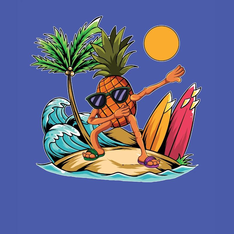 Fruit Summer Surfing Gift Dabbing Surfer Pineapple