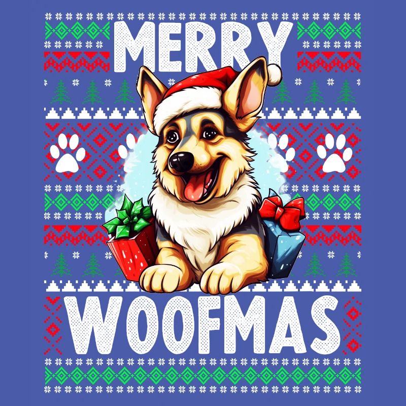 Niedlicher Deutscher Schäferhund Weihnachtskostüm - Merry