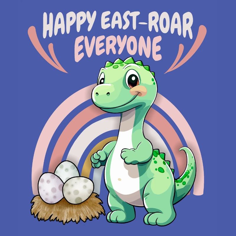 Easter, Dinosaur, Baby Dino with Easter Egg, Saying