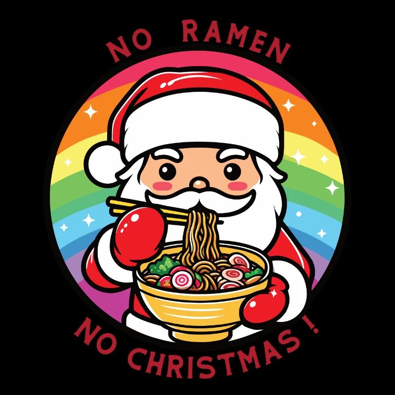 Père Noël mangeant des ramen, pas de ramen pas de Noël