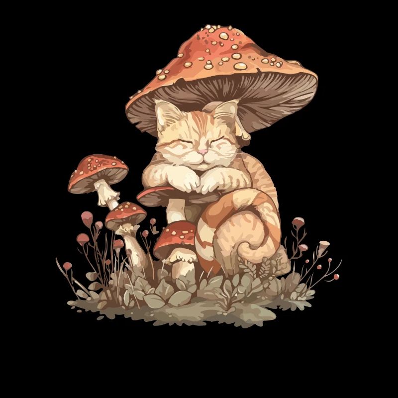 Chats mignons sur un champignon